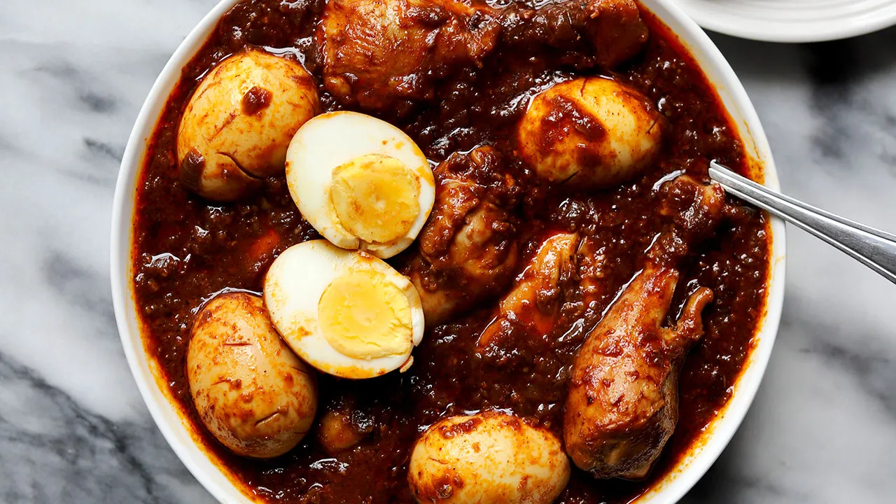 Doro Wat served on top of Injera bread